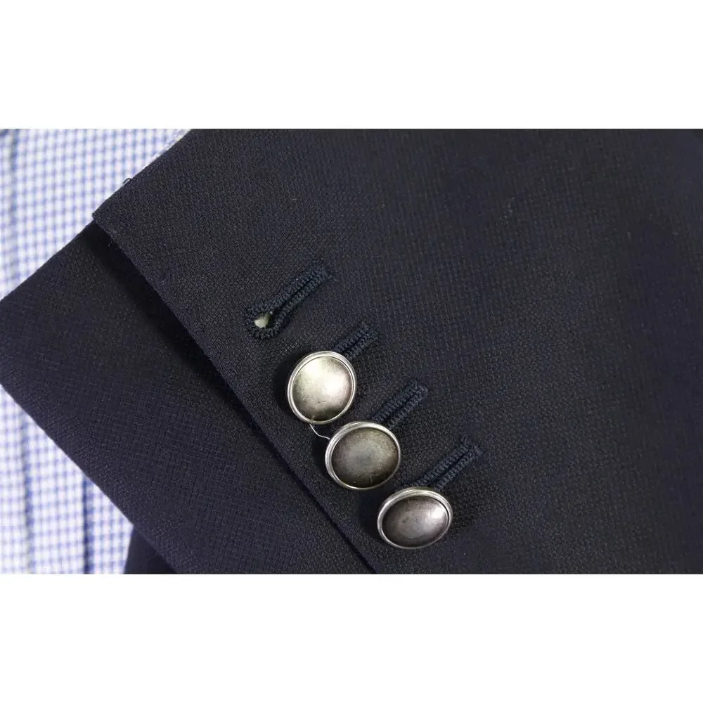 Suitsupply Custom Navy Blue Woven Metal Button 2-Btn Wool Blazer Jacket 42L